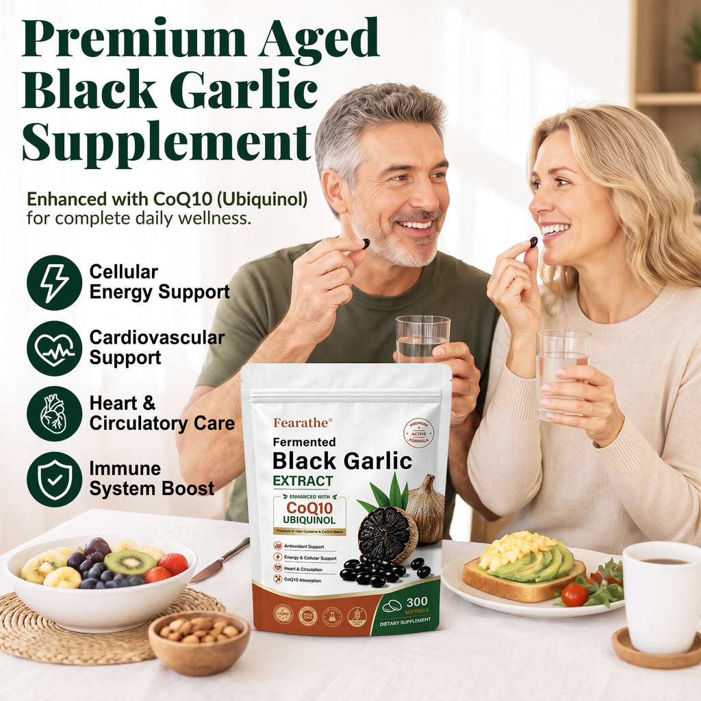 Fermented Black Garlic Extract Softgels – CoQ10 & K2 | Fearathe