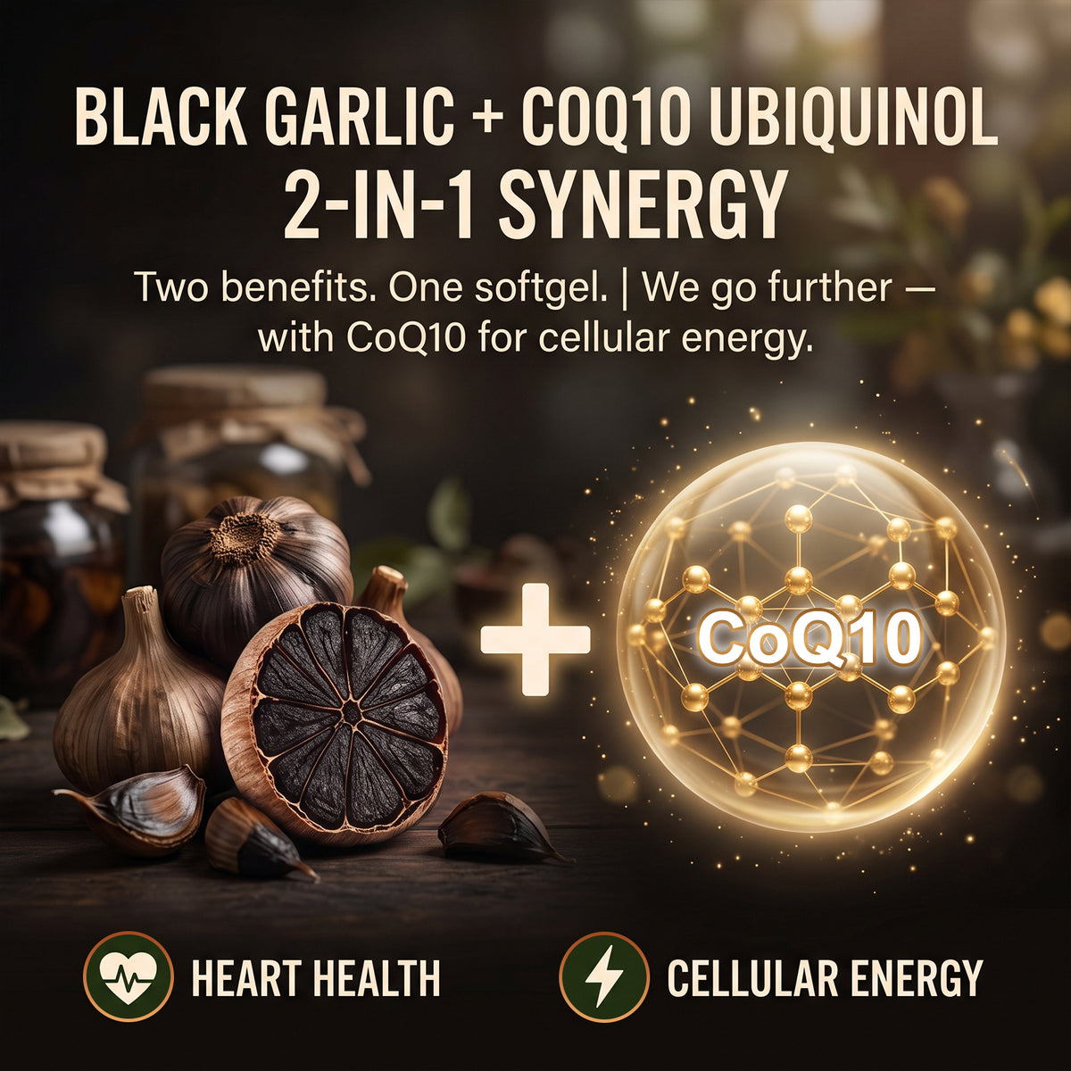 Fermented Black Garlic Extract Softgels – CoQ10 & K2 | Fearathe