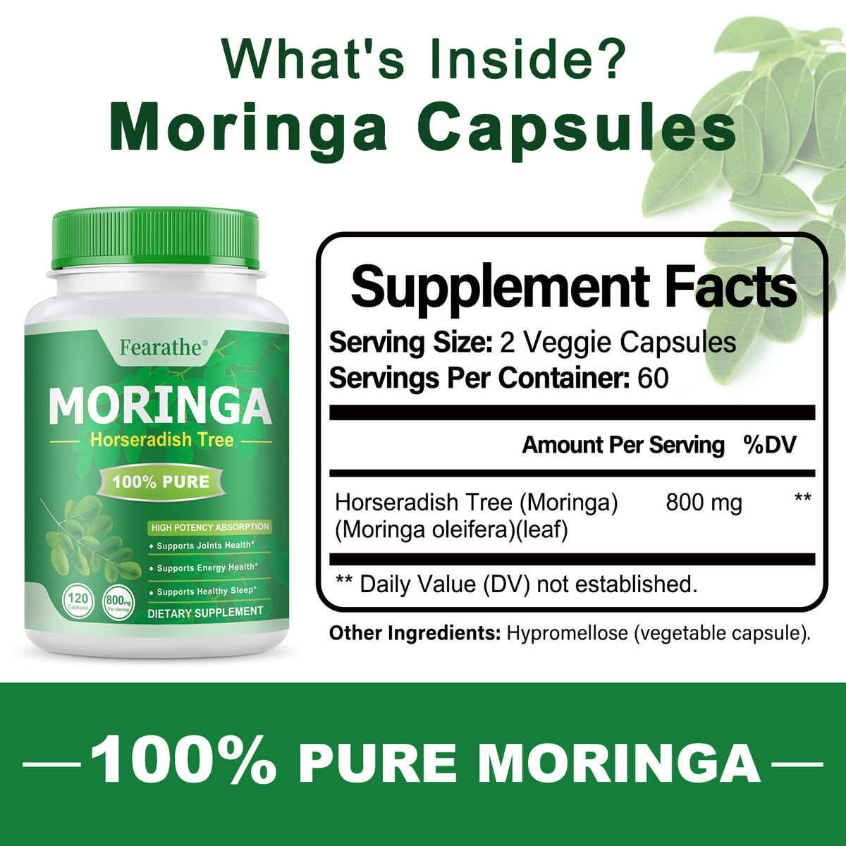 Moringa Capsules – 100% Pure Horseradish Tree | Fearathe