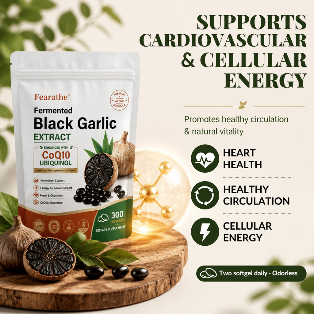 Fermented Black Garlic Extract Softgels – CoQ10 & K2 | Fearathe