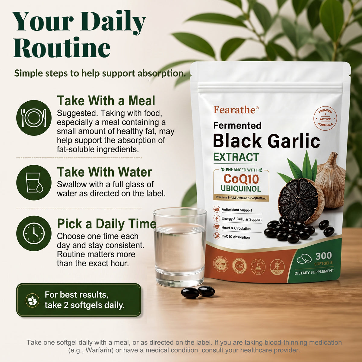 Fermented Black Garlic Extract Softgels – CoQ10 & K2 | Fearathe
